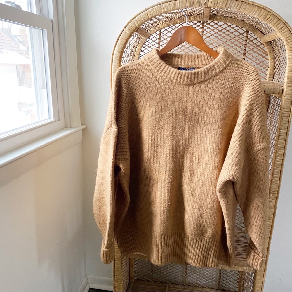 Zara NWT Oversized Alpaca Camel Brown Sweater✨